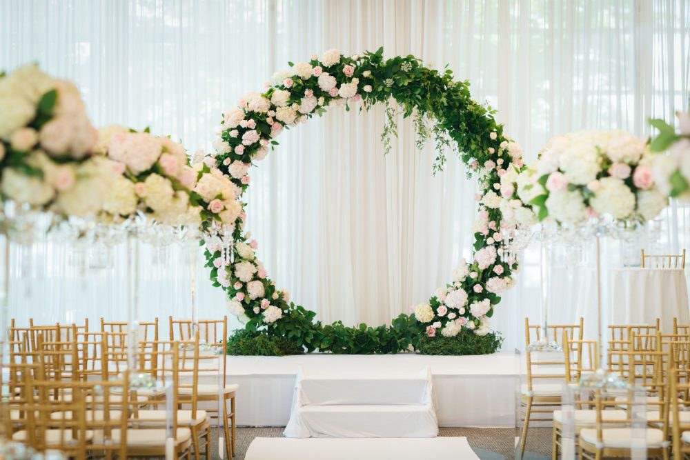 Fairmont Waterfront Wedding infinity circle arch