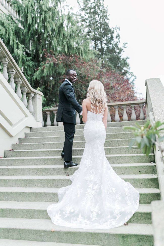 Swaneset wedding Tahni Godfrey portrait photo at staircase