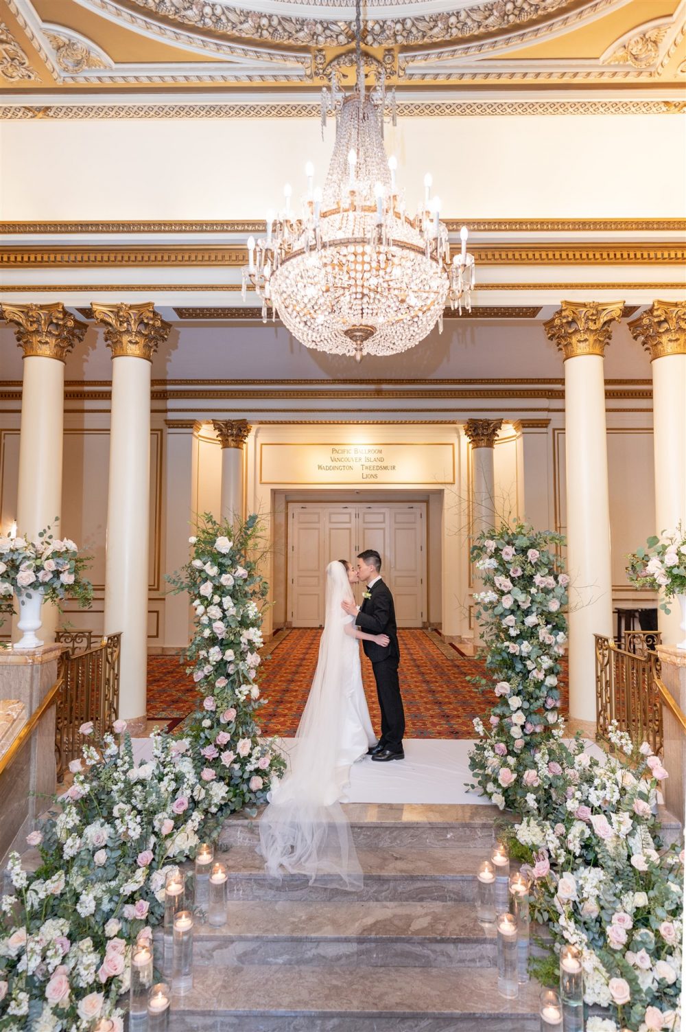 Fairmont Hotel Vancouver Staircase Wedding Paradise Events